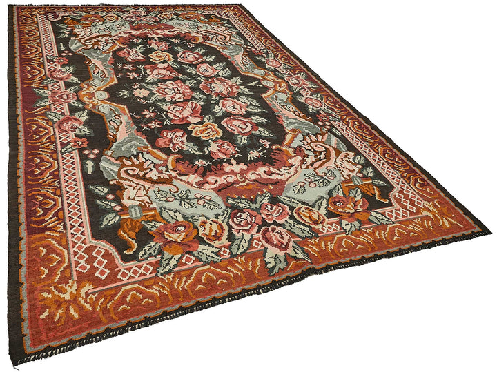 7x11 Red Vintage Moldovan Kilim Rug - 51299