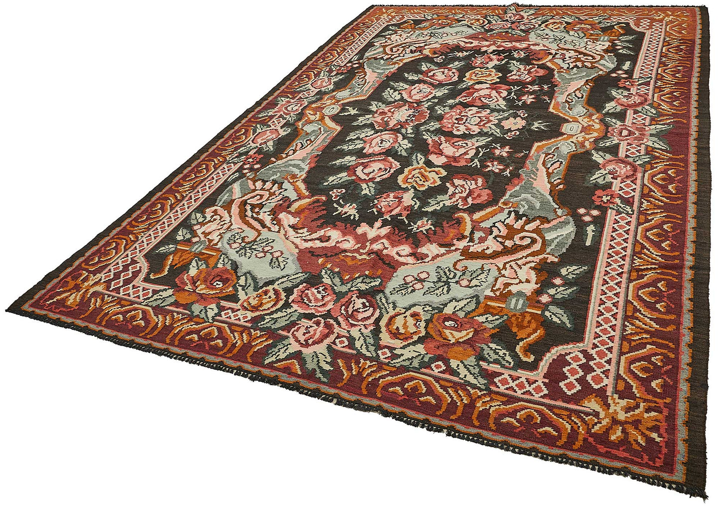 7x11 Red Vintage Moldovan Kilim Rug - 51299