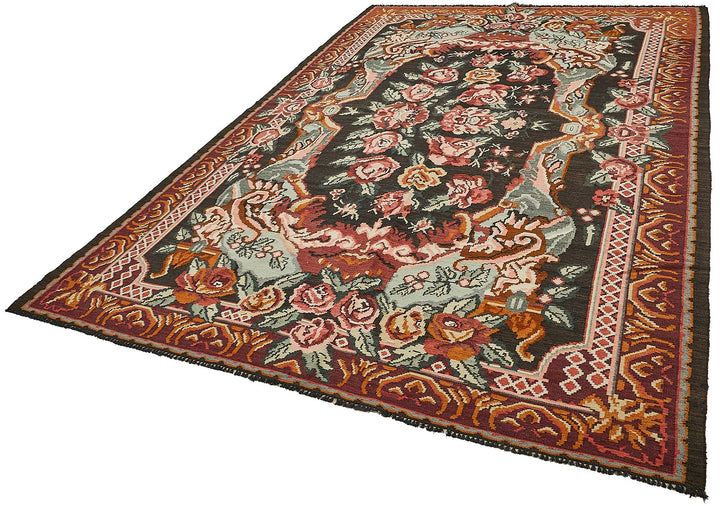 7x11 Red Vintage Moldovan Kilim Rug - 51299