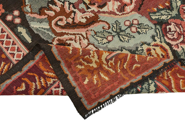 7x11 Red Vintage Moldovan Kilim Rug - 51299