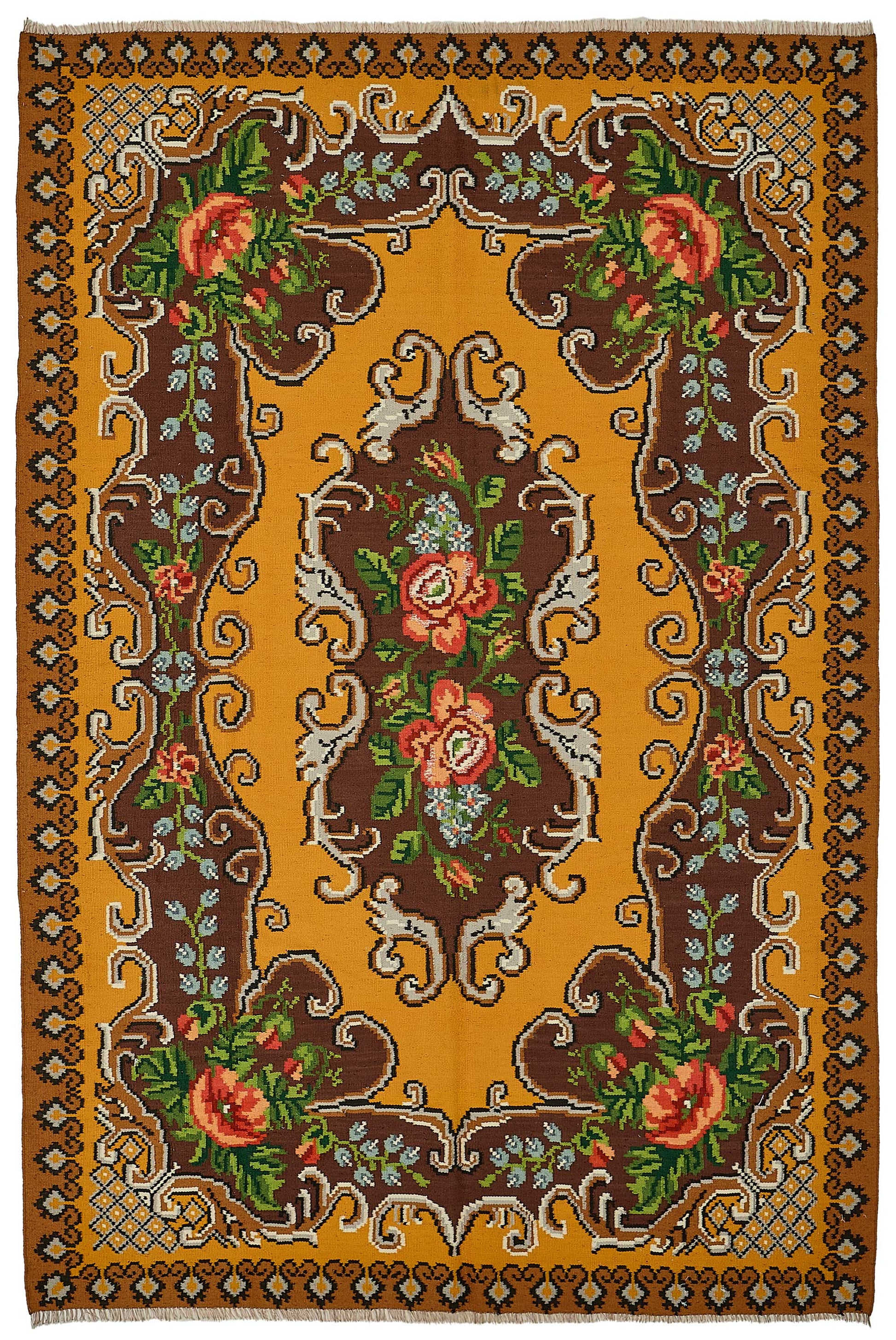 6x9 Yellow Vintage Moldovan Kilim Rug - 51300