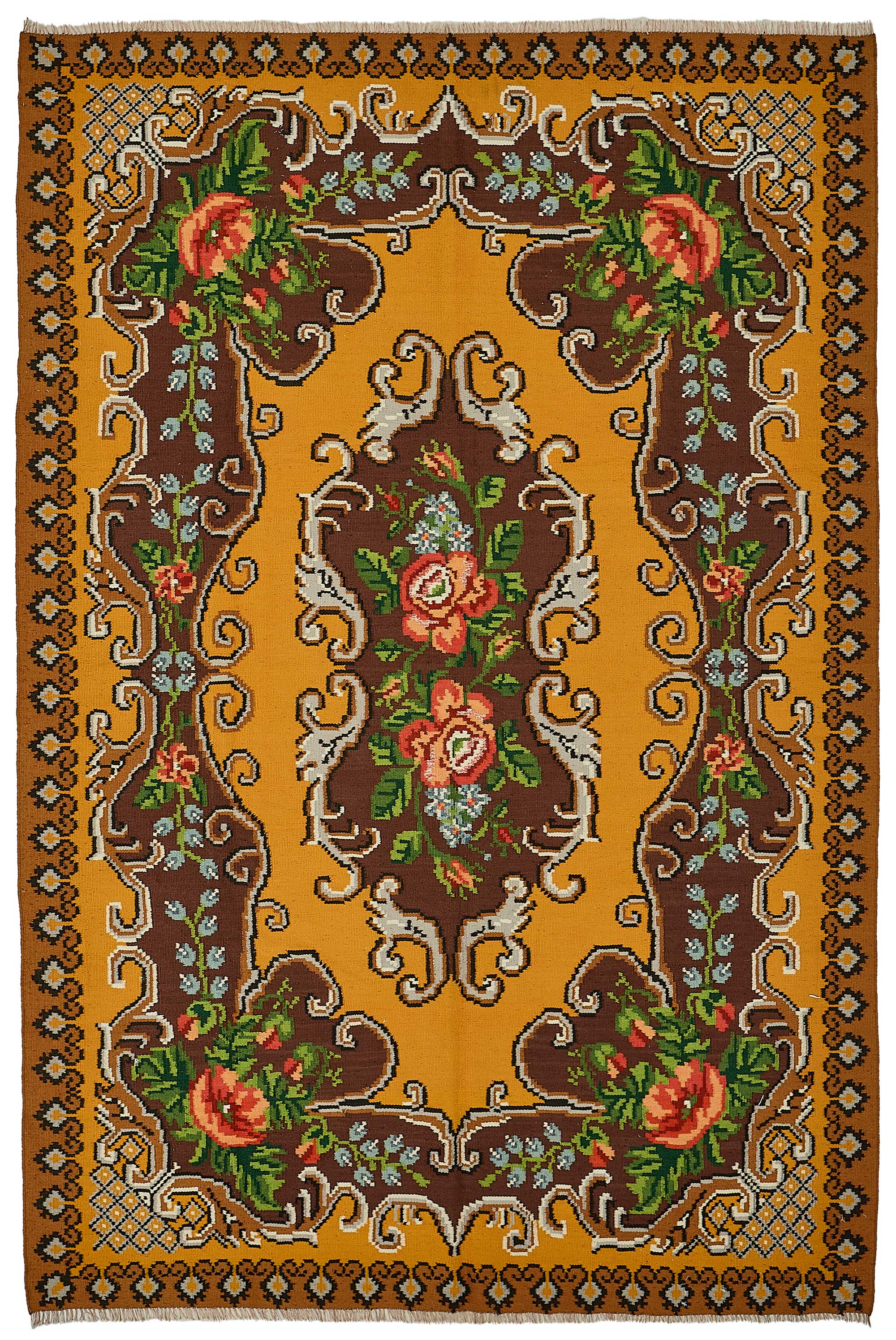 6x9 Yellow Vintage Moldovan Kilim Rug - 51300