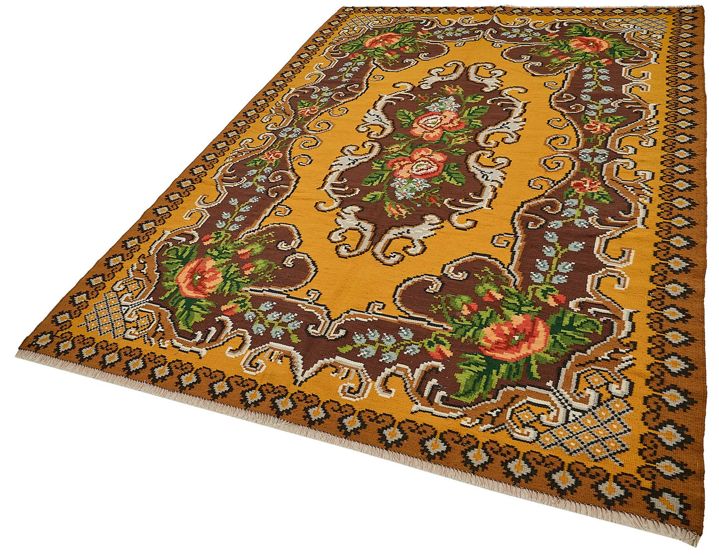 6x9 Yellow Vintage Moldovan Kilim Rug - 51300