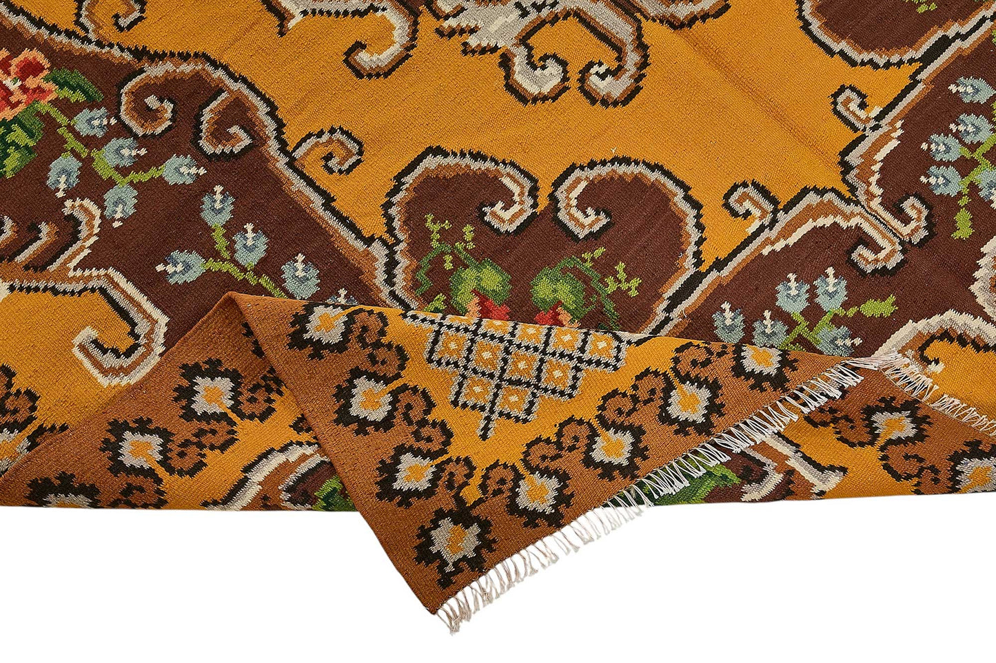 6x9 Yellow Vintage Moldovan Kilim Rug - 51300