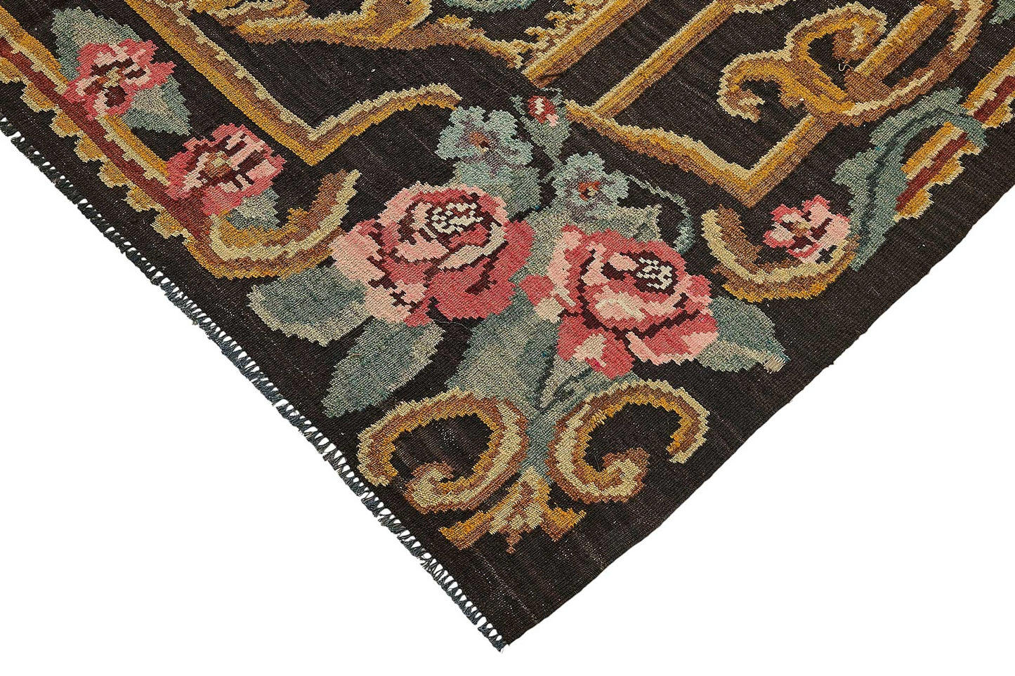 6x9 Black Vintage Moldovan Kilim Rug - 51301
