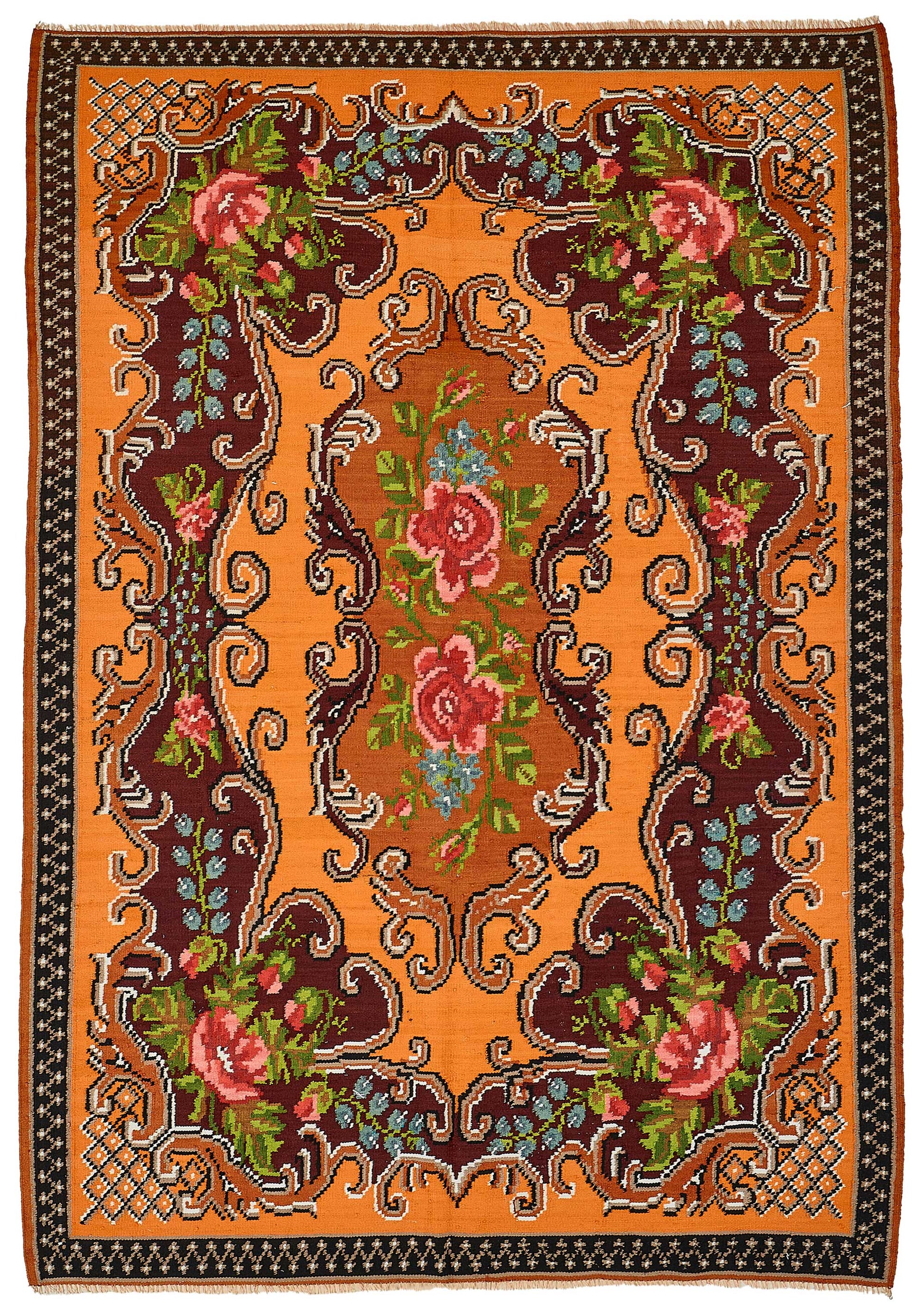 6x9 Orange Vintage Moldovan Kilim Rug - 51302