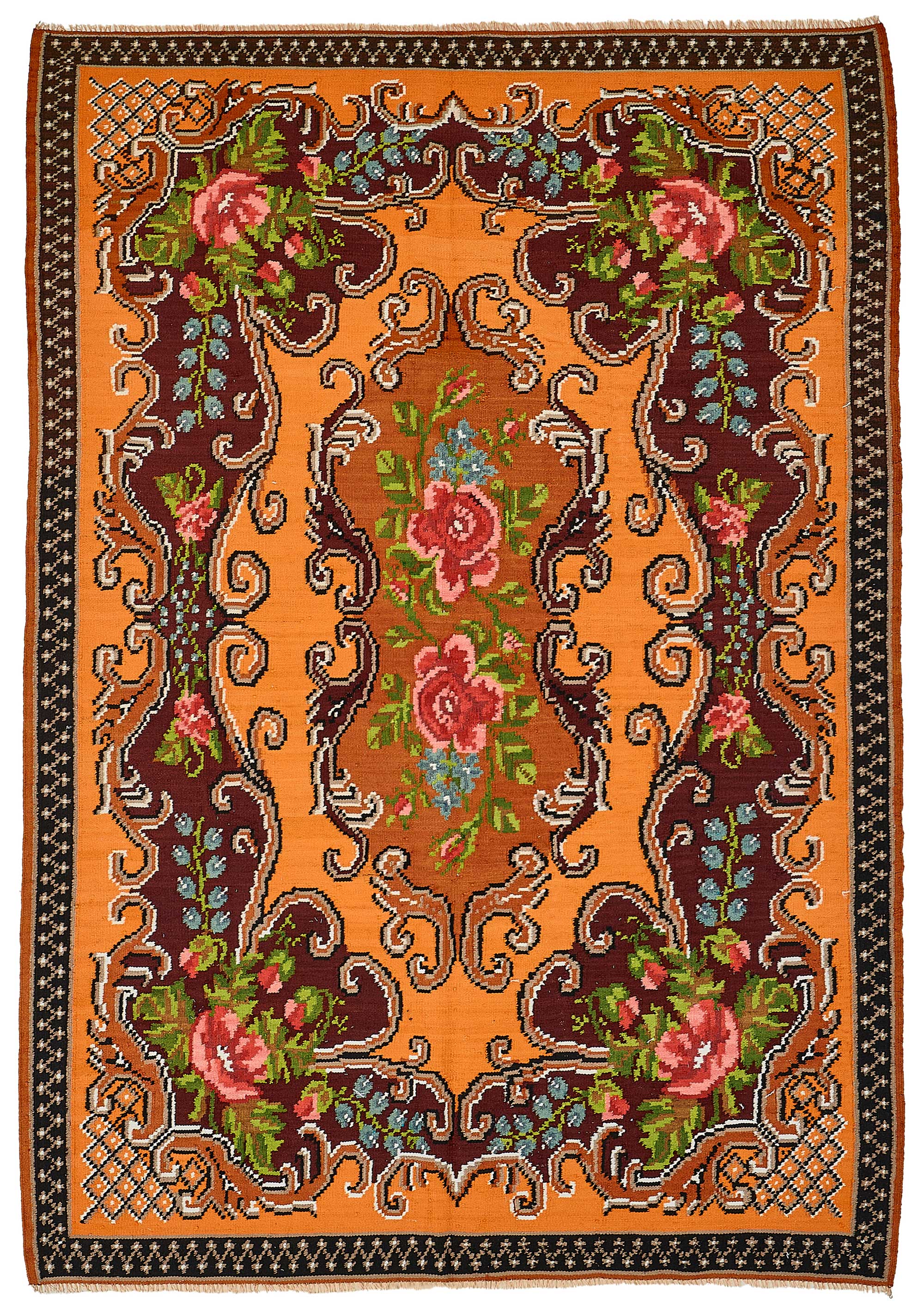 6x9 Orange Vintage Moldovan Kilim Rug - 51302