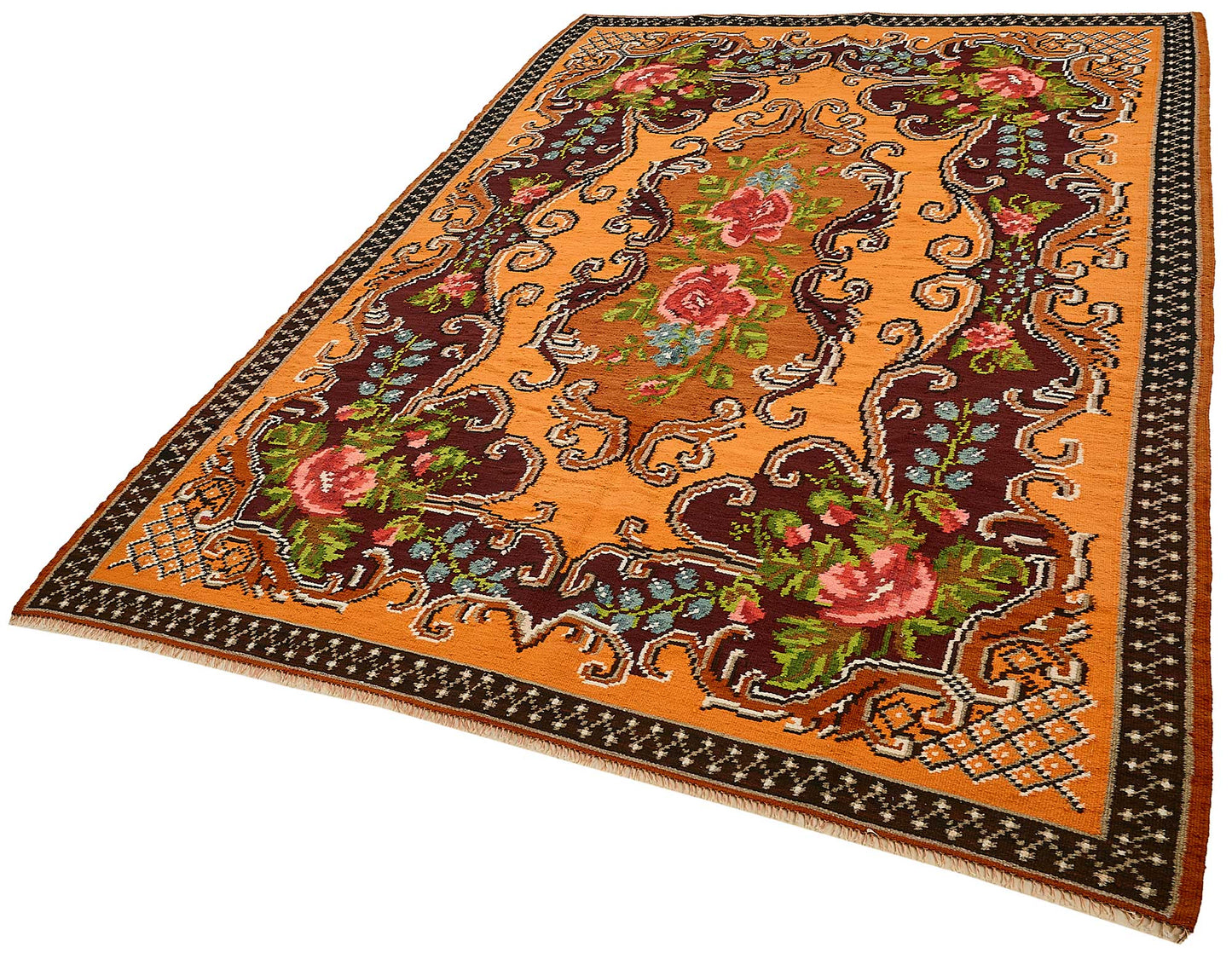 6x9 Orange Vintage Moldovan Kilim Rug - 51302