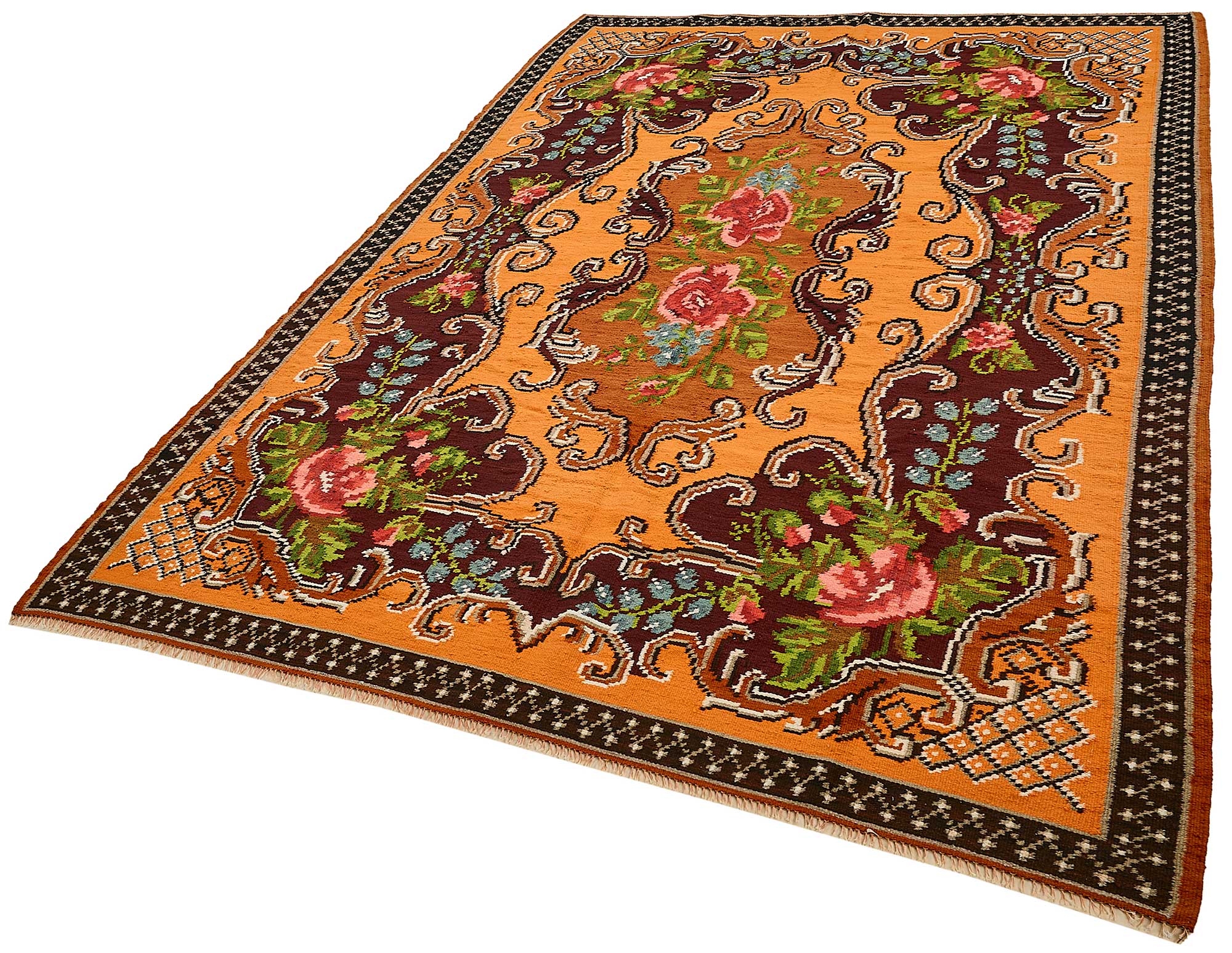 6x9 Orange Vintage Moldovan Kilim Rug - 51302