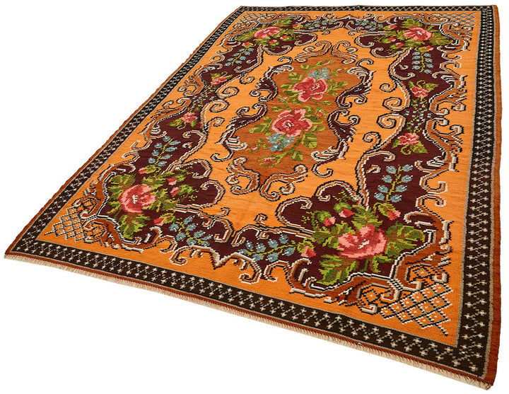 6x9 Orange Vintage Moldovan Kilim Rug - 51302