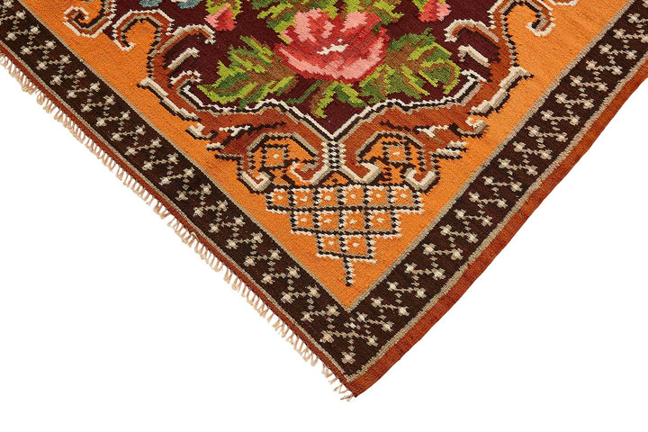 6x9 Orange Vintage Moldovan Kilim Rug - 51302