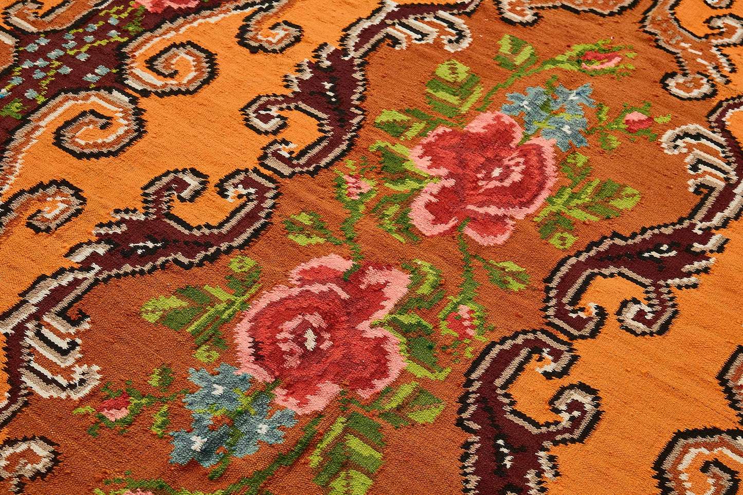 6x9 Orange Vintage Moldovan Kilim Rug - 51302