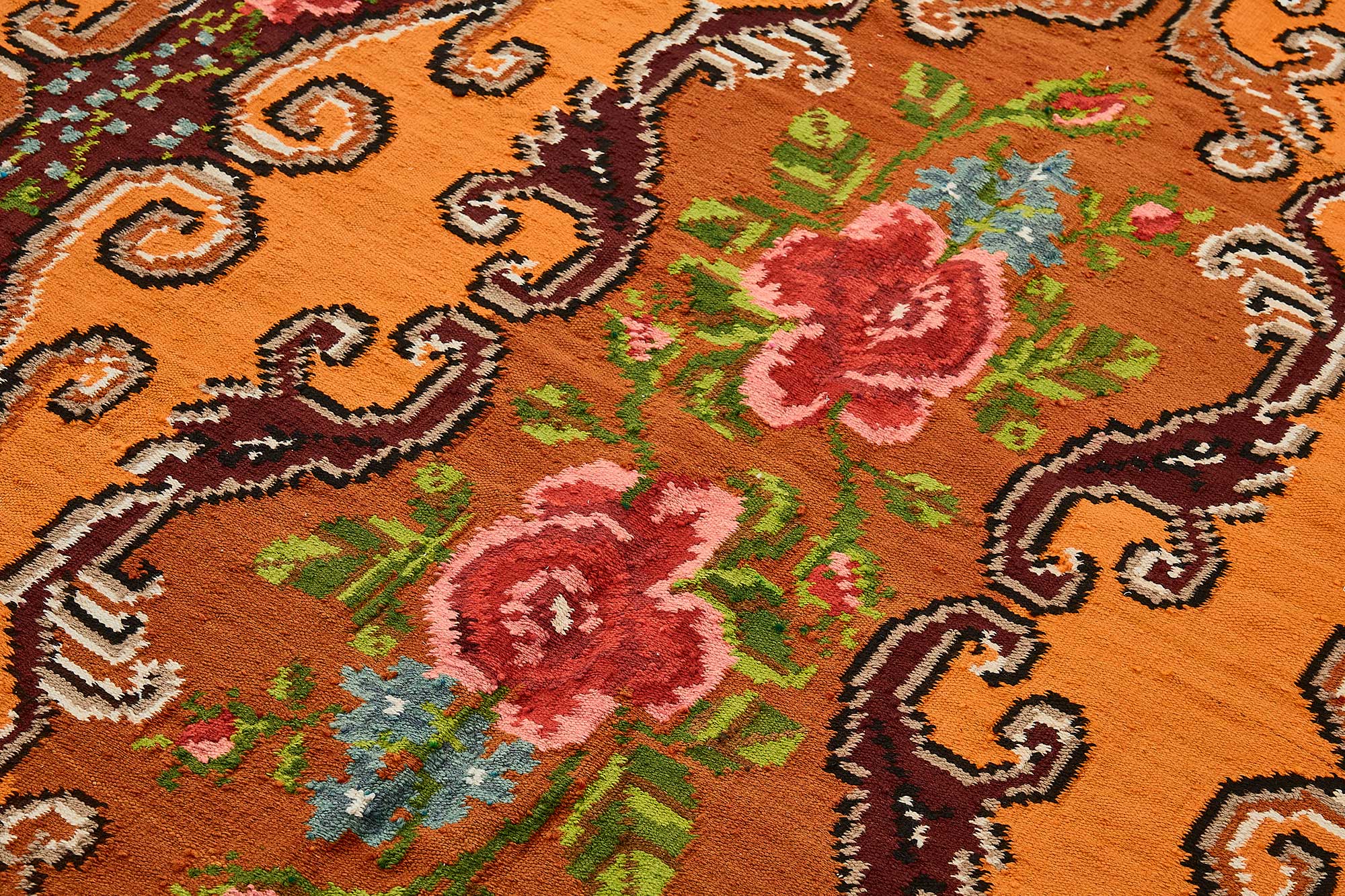6x9 Orange Vintage Moldovan Kilim Rug - 51302