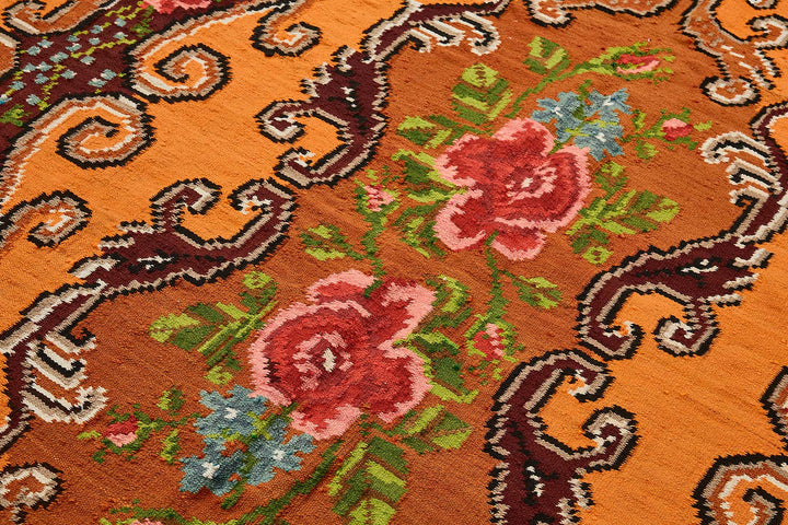 6x9 Orange Vintage Moldovan Kilim Rug - 51302