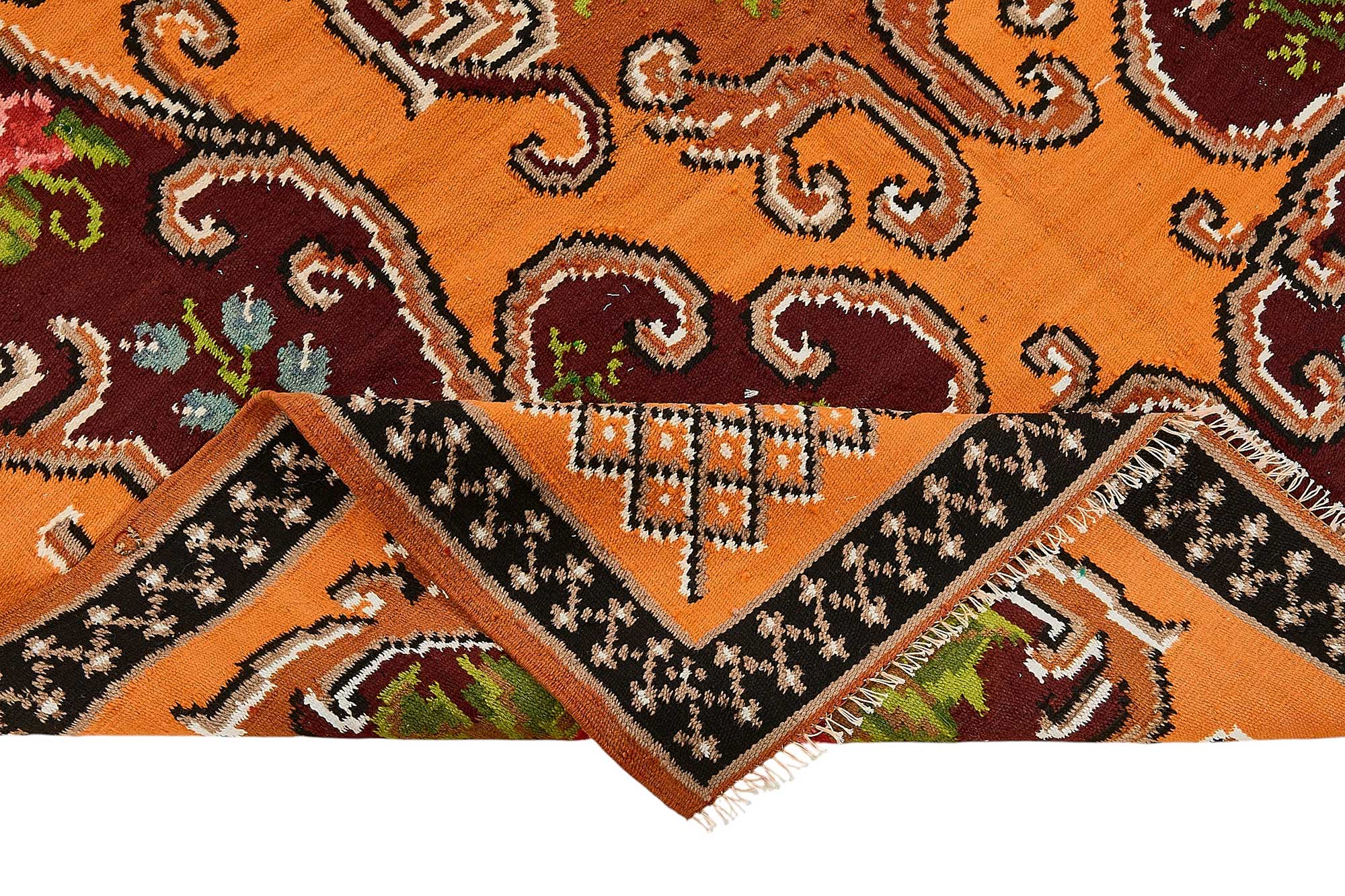 6x9 Orange Vintage Moldovan Kilim Rug - 51302