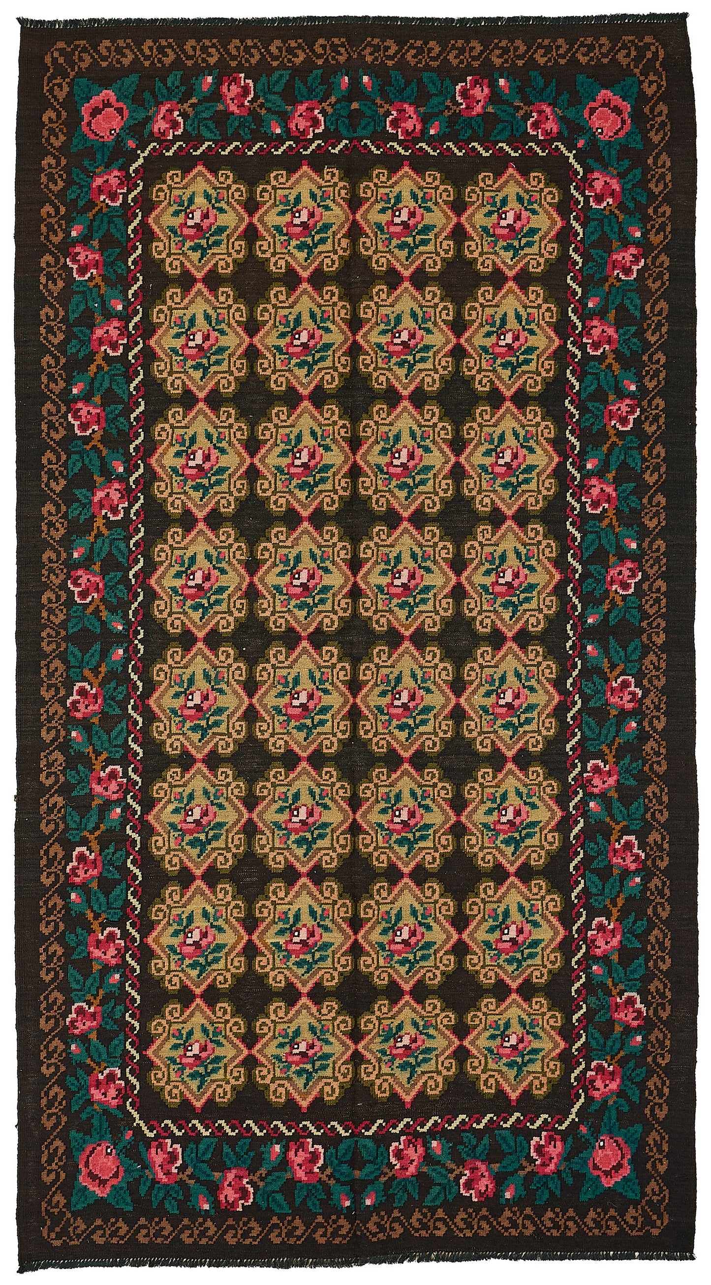5x9 Black Vintage Moldovan Kilim Rug - 51303