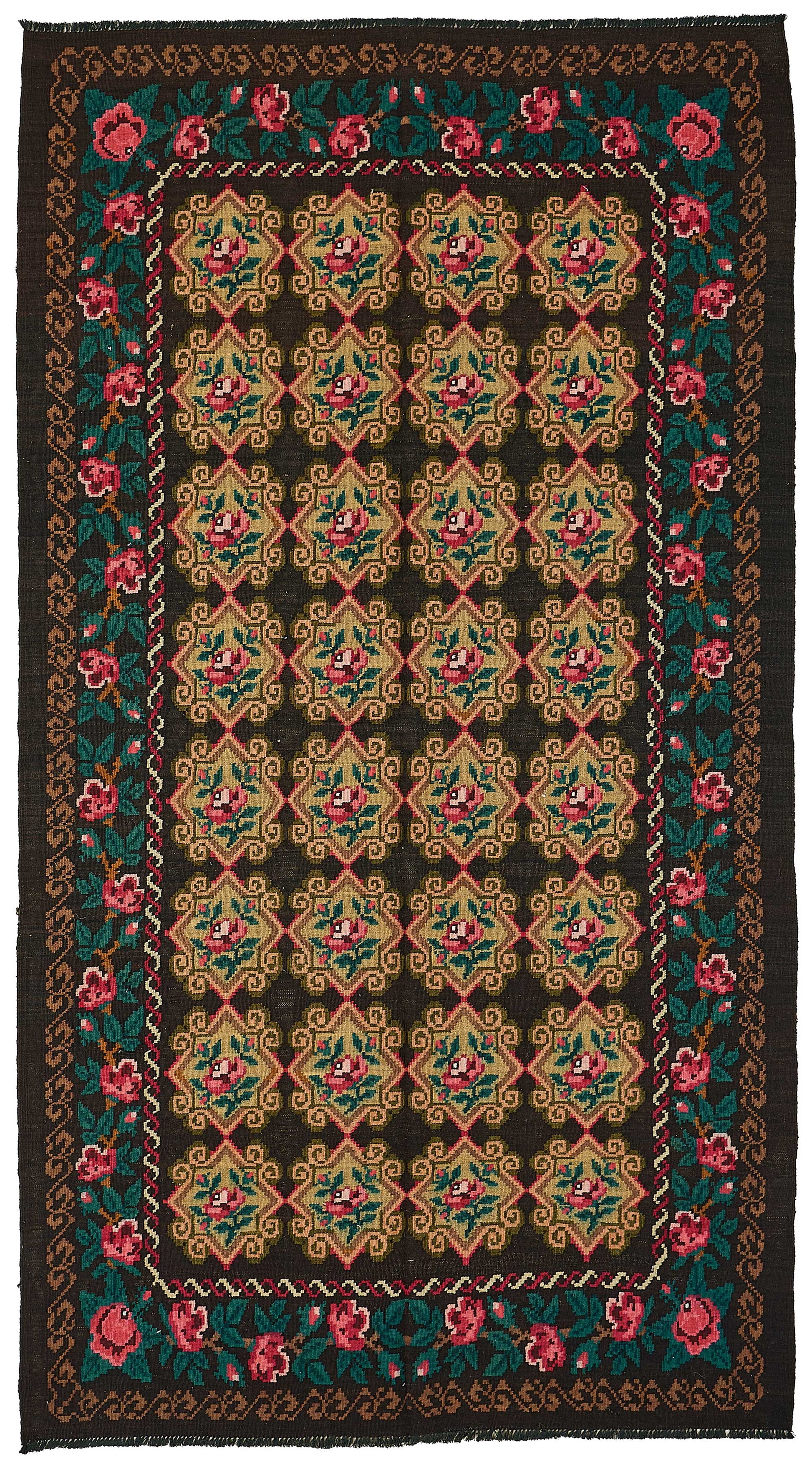 5x9 Black Vintage Moldovan Kilim Rug - 51303
