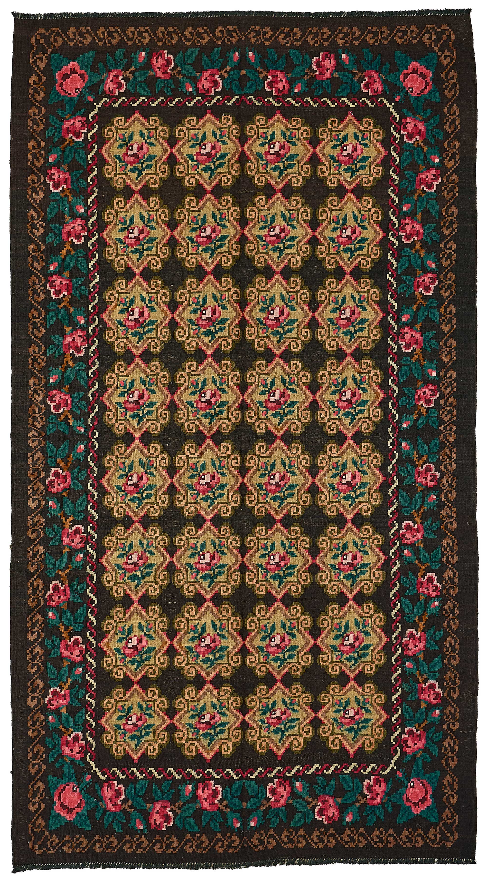 5x9 Black Vintage Moldovan Kilim Rug - 51303
