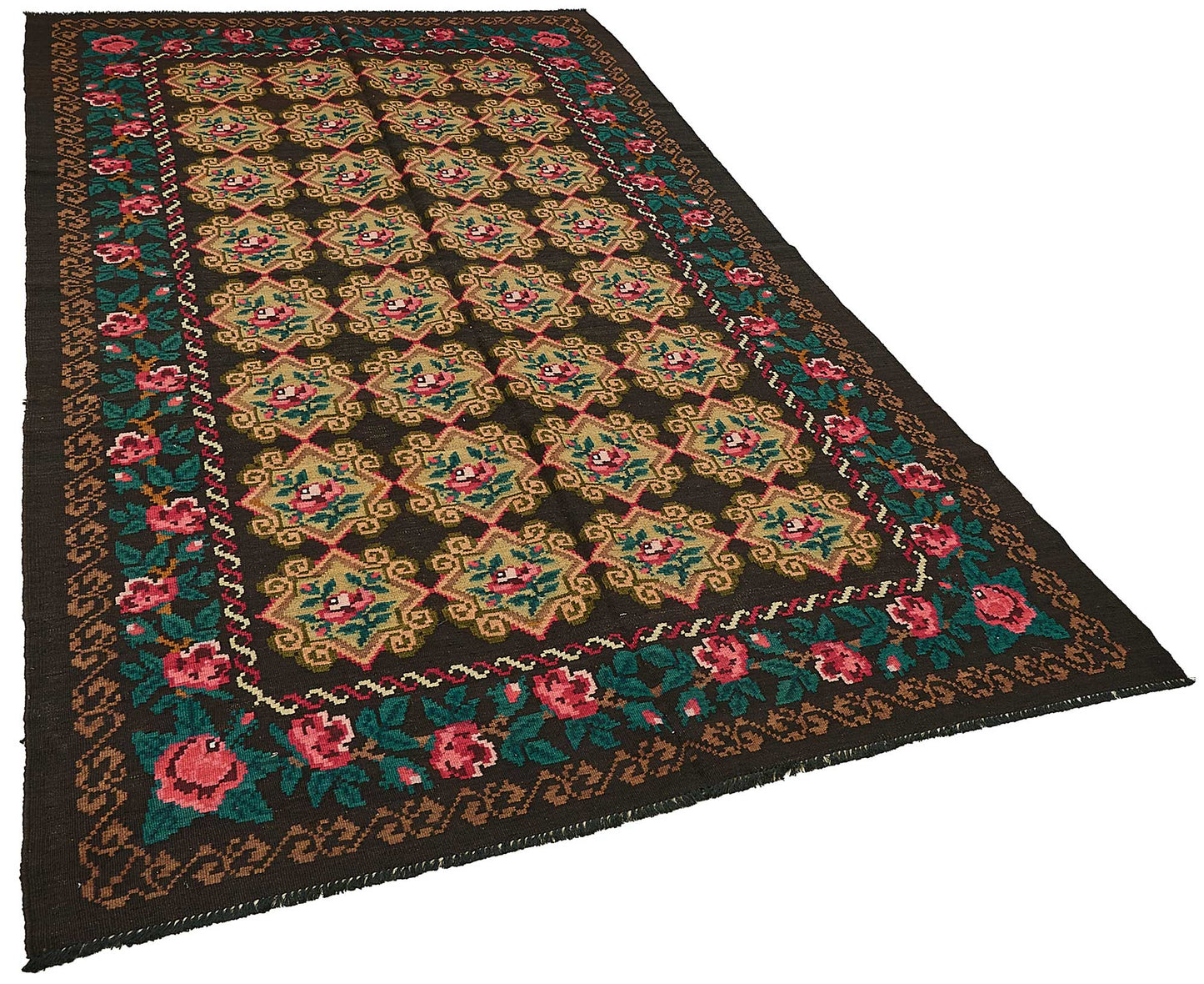 5x9 Black Vintage Moldovan Kilim Rug - 51303