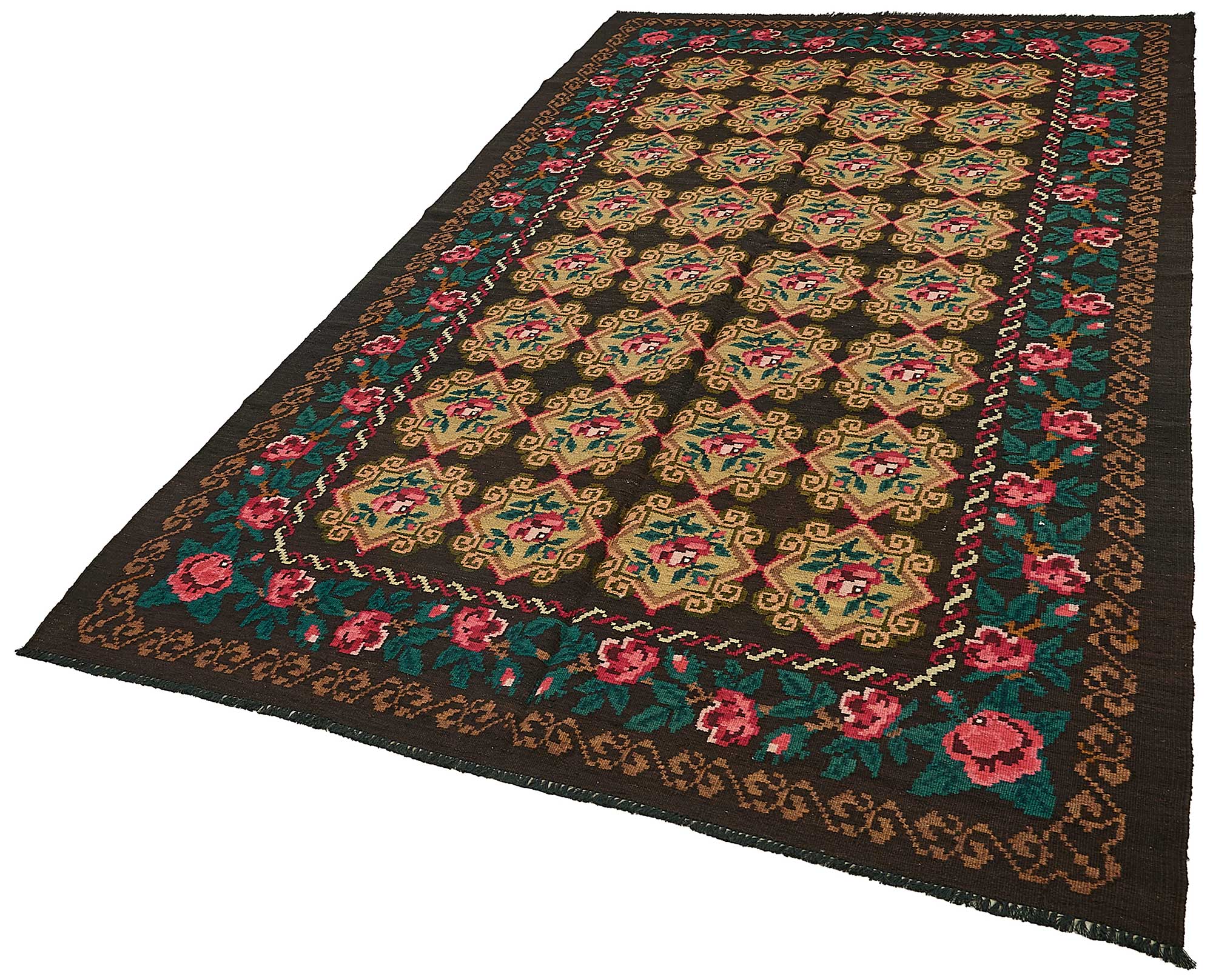 5x9 Black Vintage Moldovan Kilim Rug - 51303