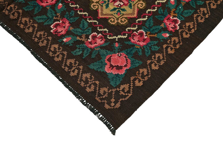 5x9 Black Vintage Moldovan Kilim Rug - 51303