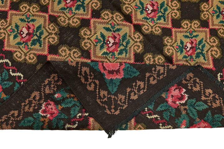 5x9 Black Vintage Moldovan Kilim Rug - 51303