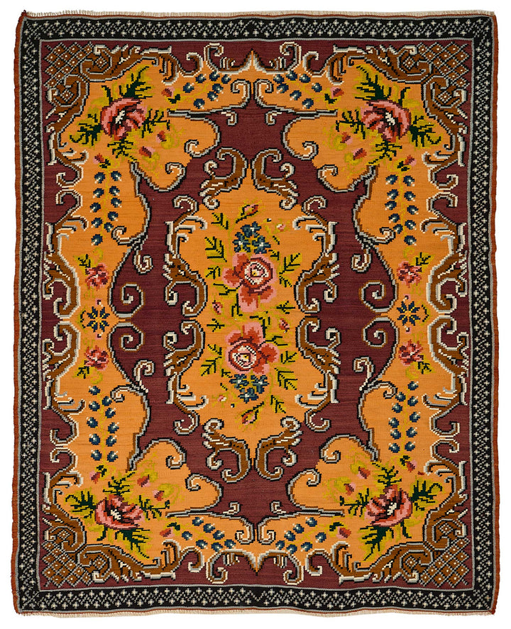 6x8 Orange Vintage Moldovan Kilim Rug - 51306