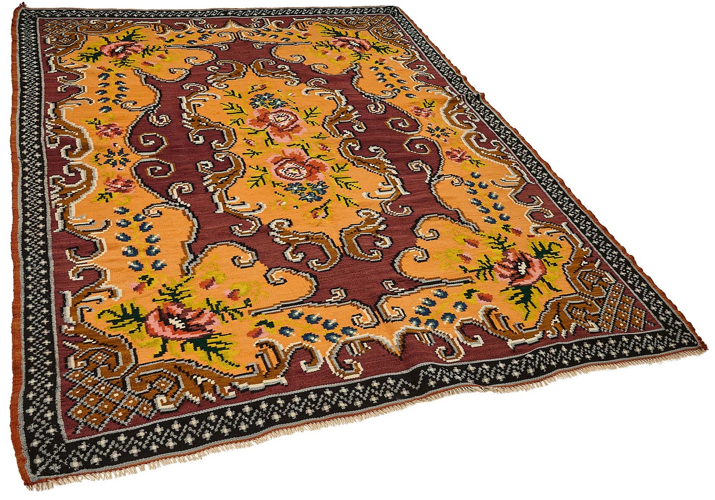 6x8 Orange Vintage Moldovan Kilim Rug - 51306
