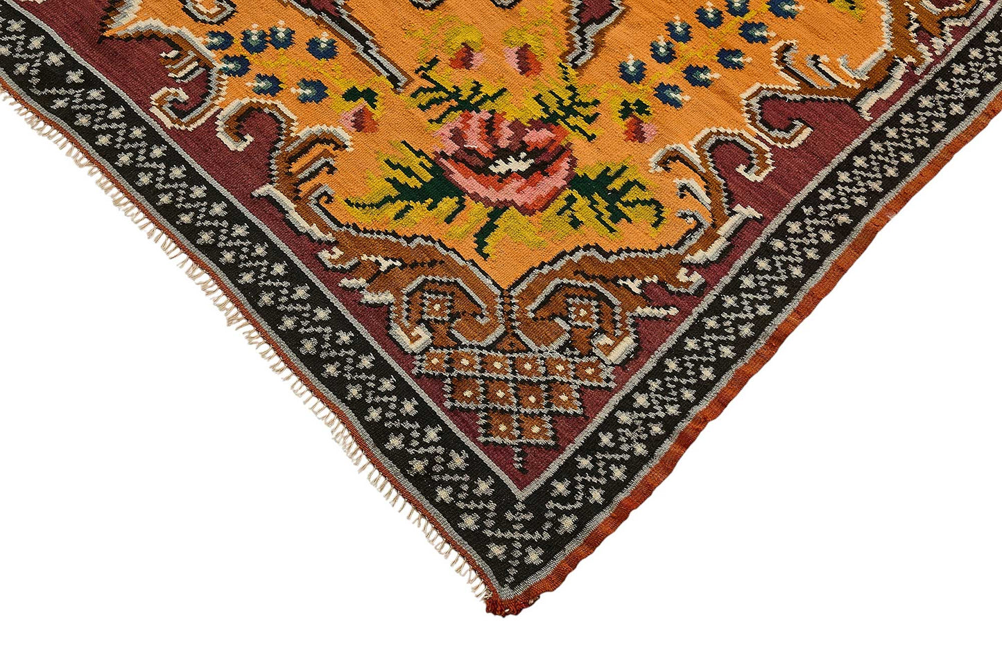 6x8 Orange Vintage Moldovan Kilim Rug - 51306