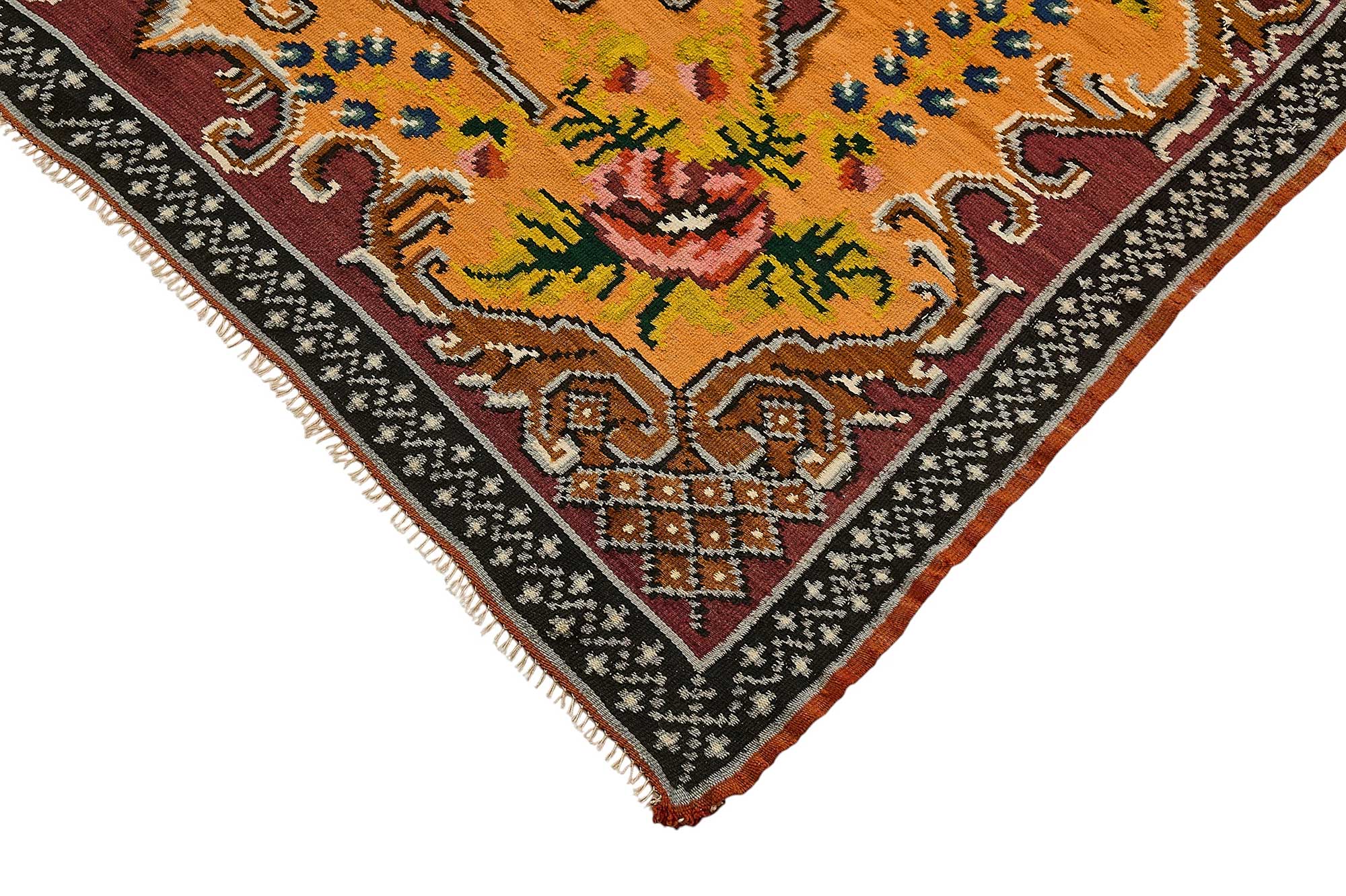 6x8 Orange Vintage Moldovan Kilim Rug - 51306