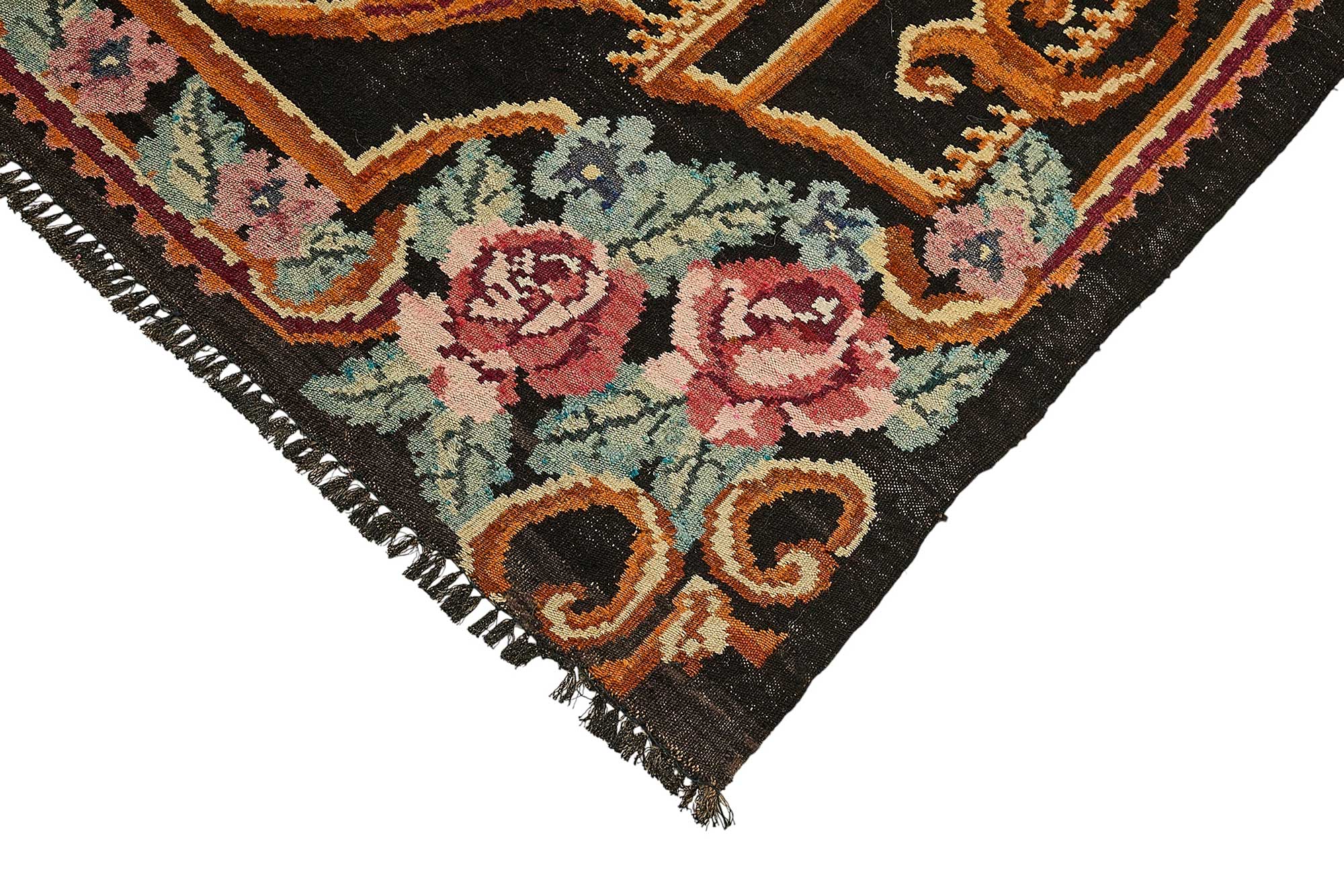 6x9 Black Vintage Moldovan Kilim Rug - 51307