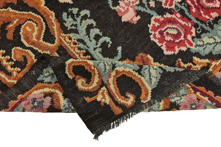 6x9 Black Vintage Moldovan Kilim Rug - 51307