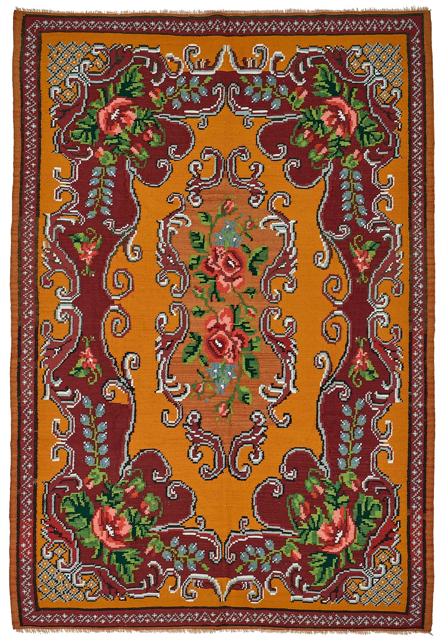6x9 Orange Vintage Moldovan Kilim Rug - 51308