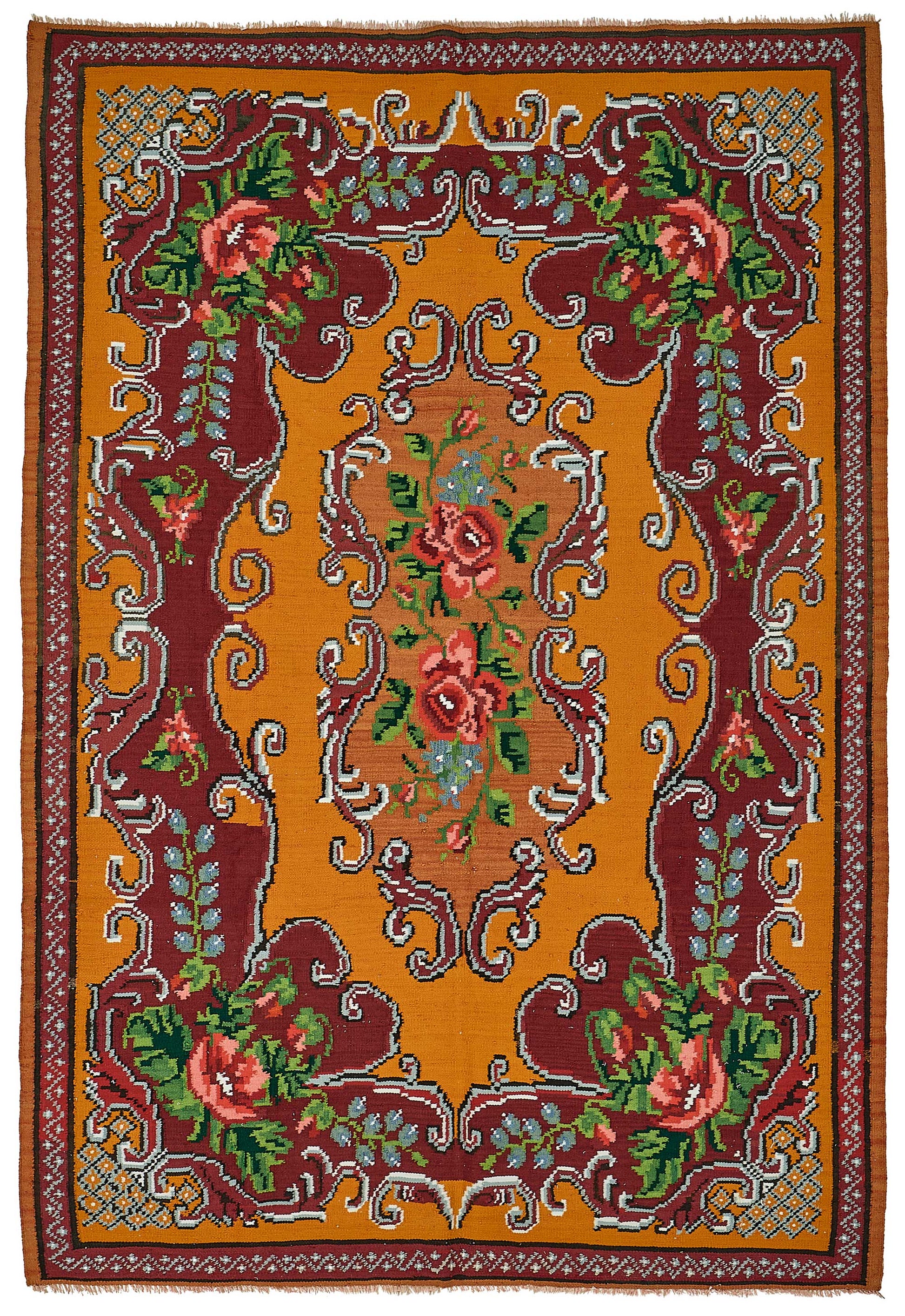 6x9 Orange Vintage Moldovan Kilim Rug - 51308