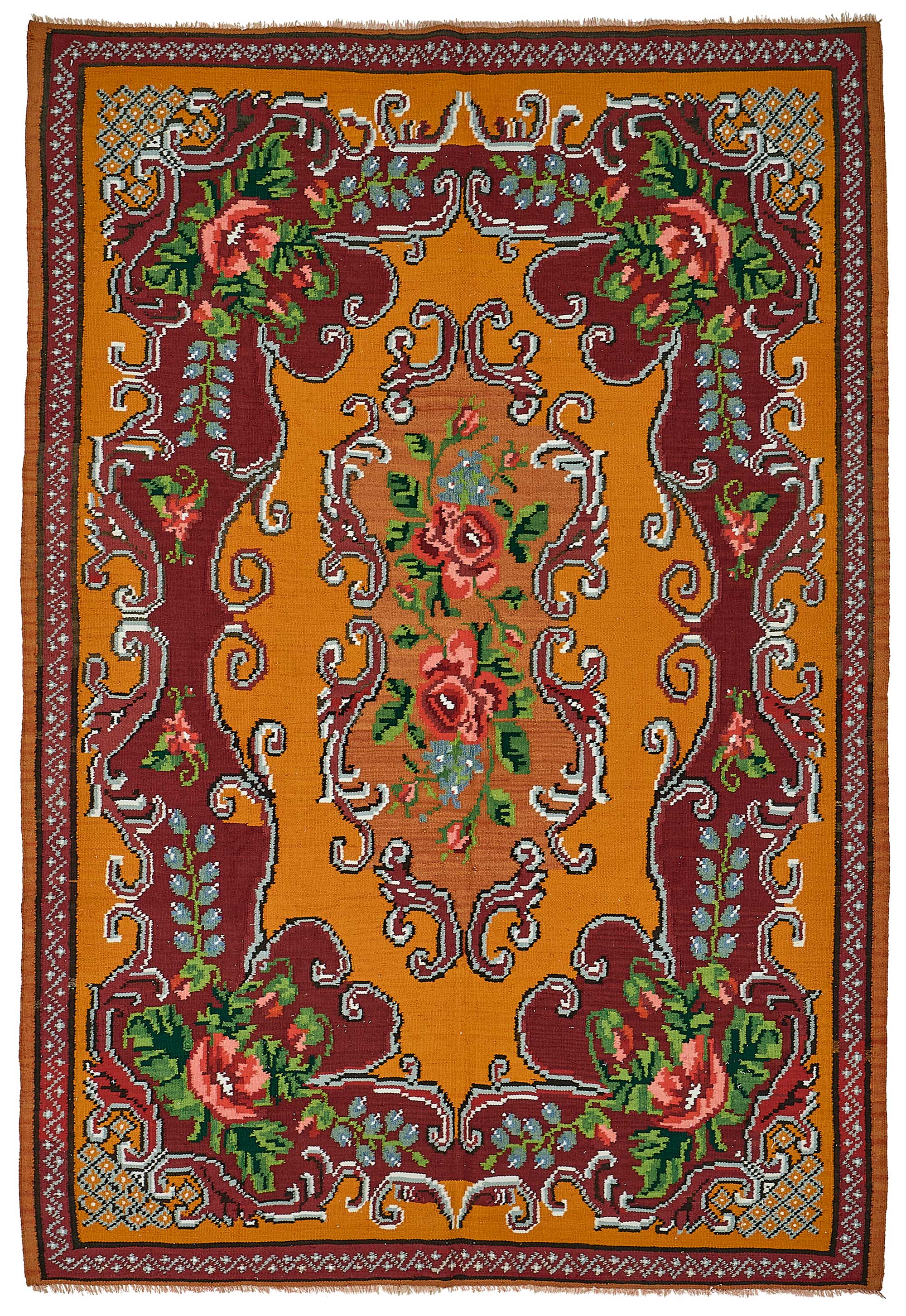 6x9 Orange Vintage Moldovan Kilim Rug - 51308