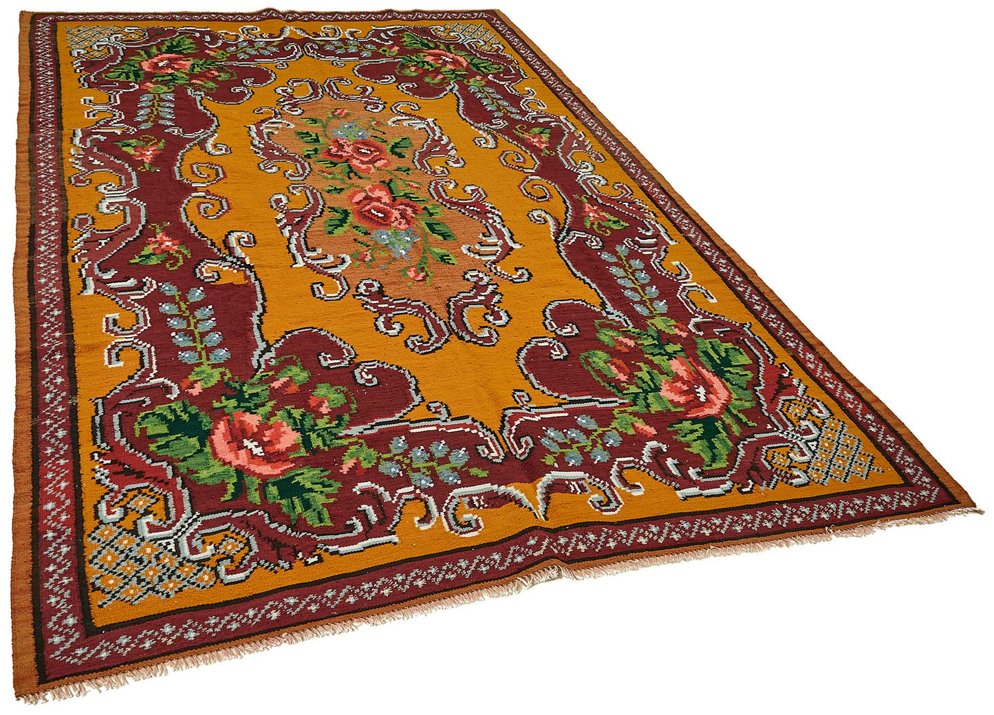 6x9 Orange Vintage Moldovan Kilim Rug - 51308