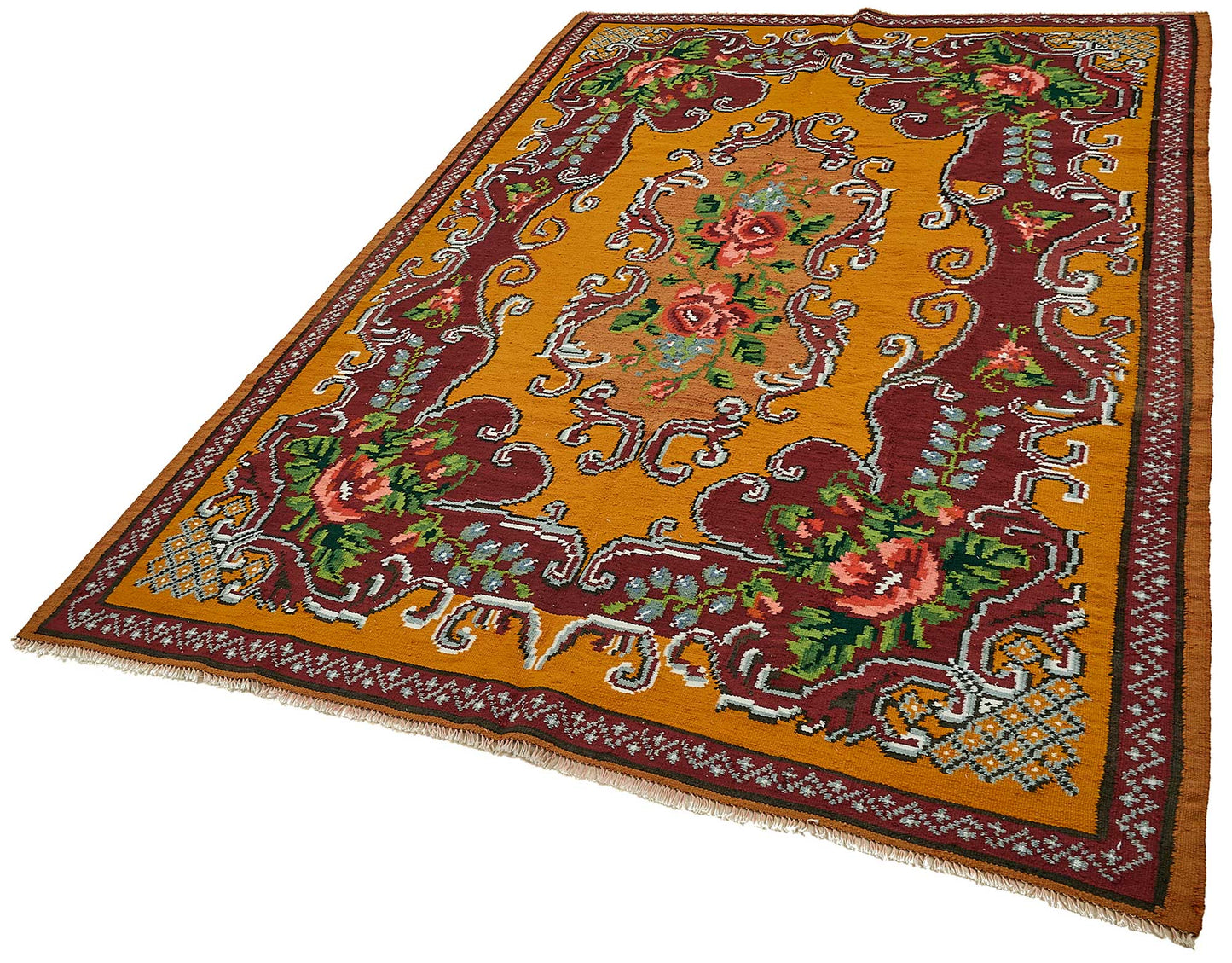 6x9 Orange Vintage Moldovan Kilim Rug - 51308