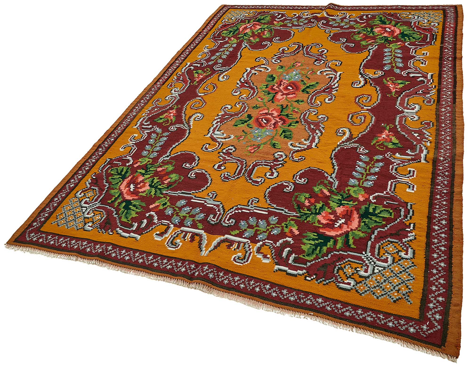 6x9 Orange Vintage Moldovan Kilim Rug - 51308