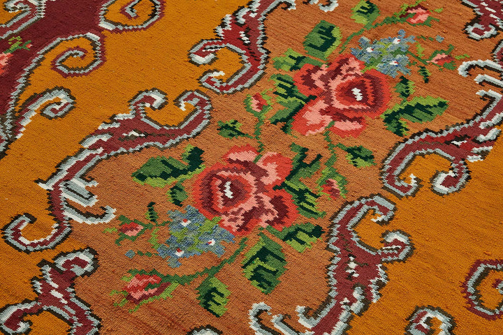 6x9 Orange Vintage Moldovan Kilim Rug - 51308