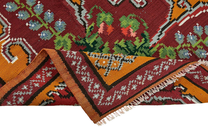 6x9 Orange Vintage Moldovan Kilim Rug - 51308
