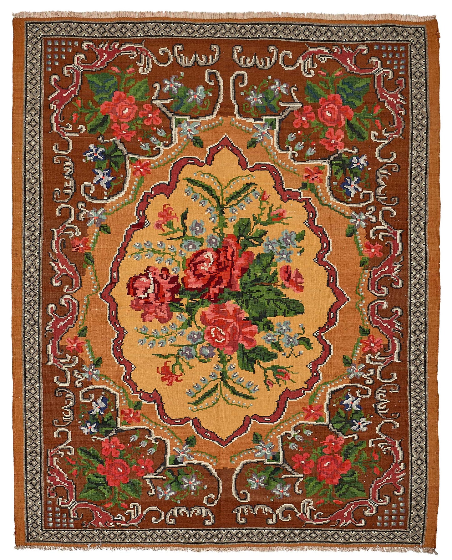 6x8 Orange Vintage Moldovan Kilim Rug - 51310