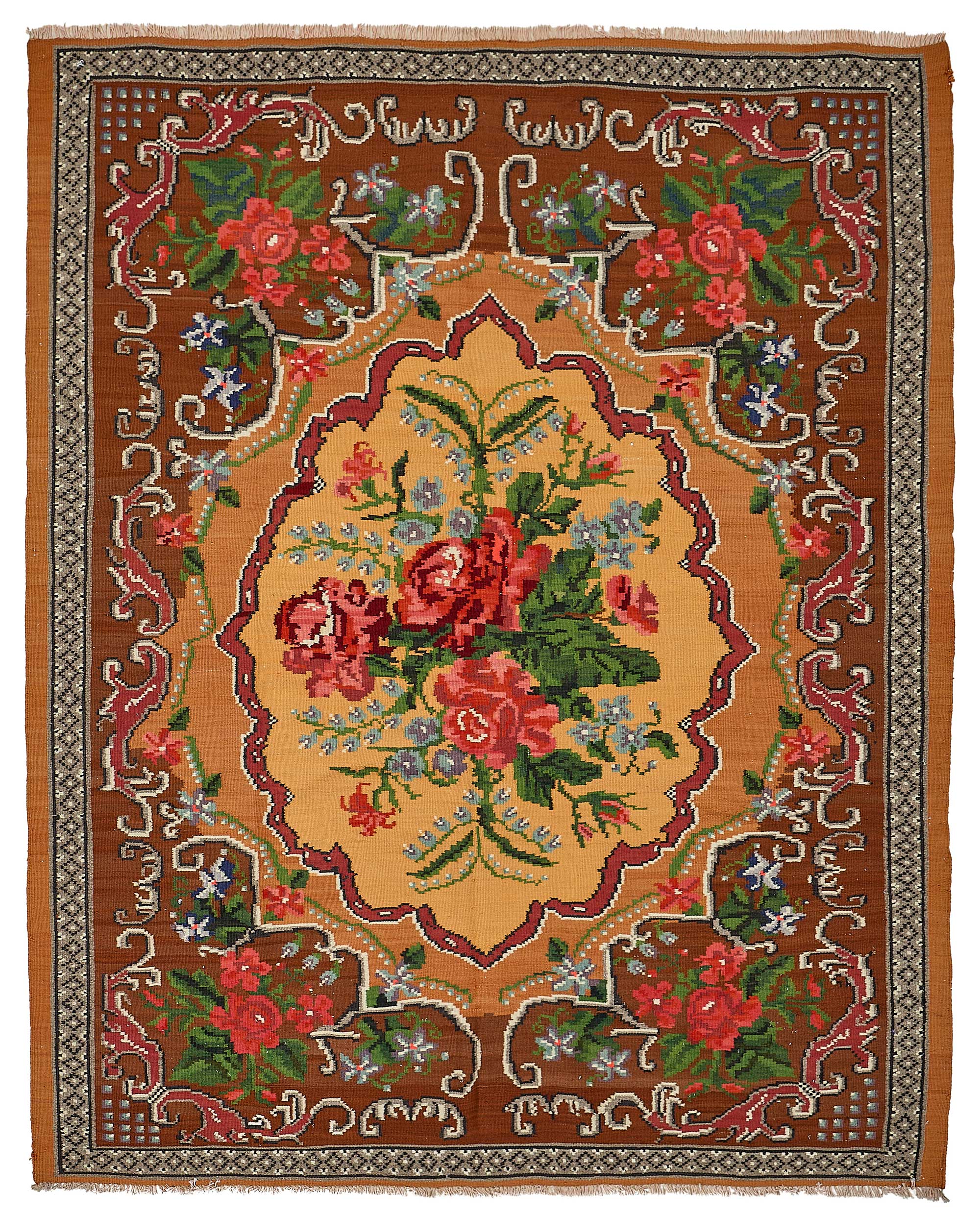 6x8 Orange Vintage Moldovan Kilim Rug - 51310