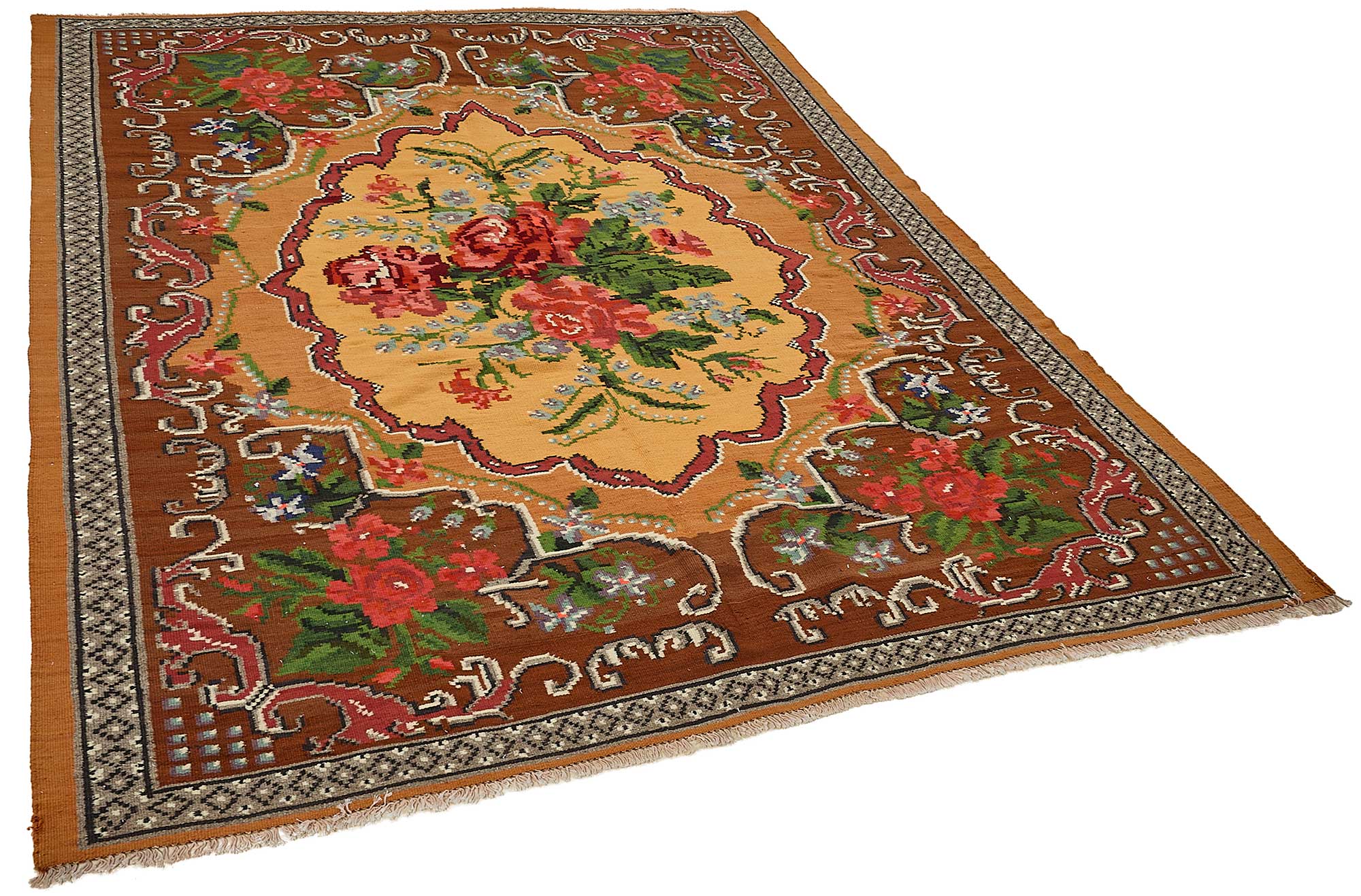 6x8 Orange Vintage Moldovan Kilim Rug - 51310