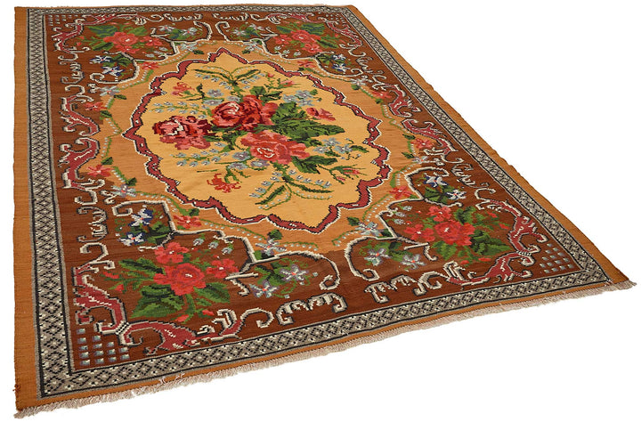 6x8 Orange Vintage Moldovan Kilim Rug - 51310