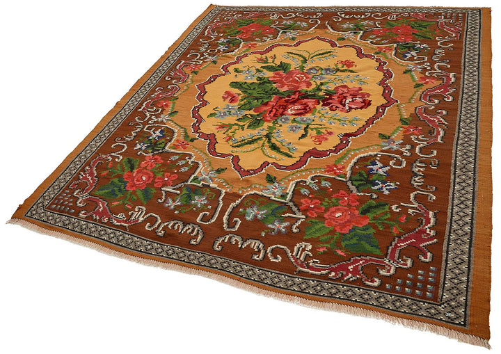 6x8 Orange Vintage Moldovan Kilim Rug - 51310