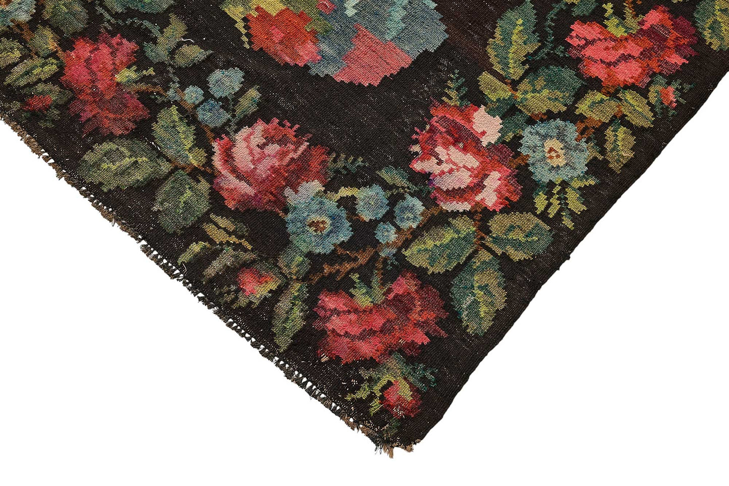 7x10 Black Vintage Moldovan Kilim Rug - 51311