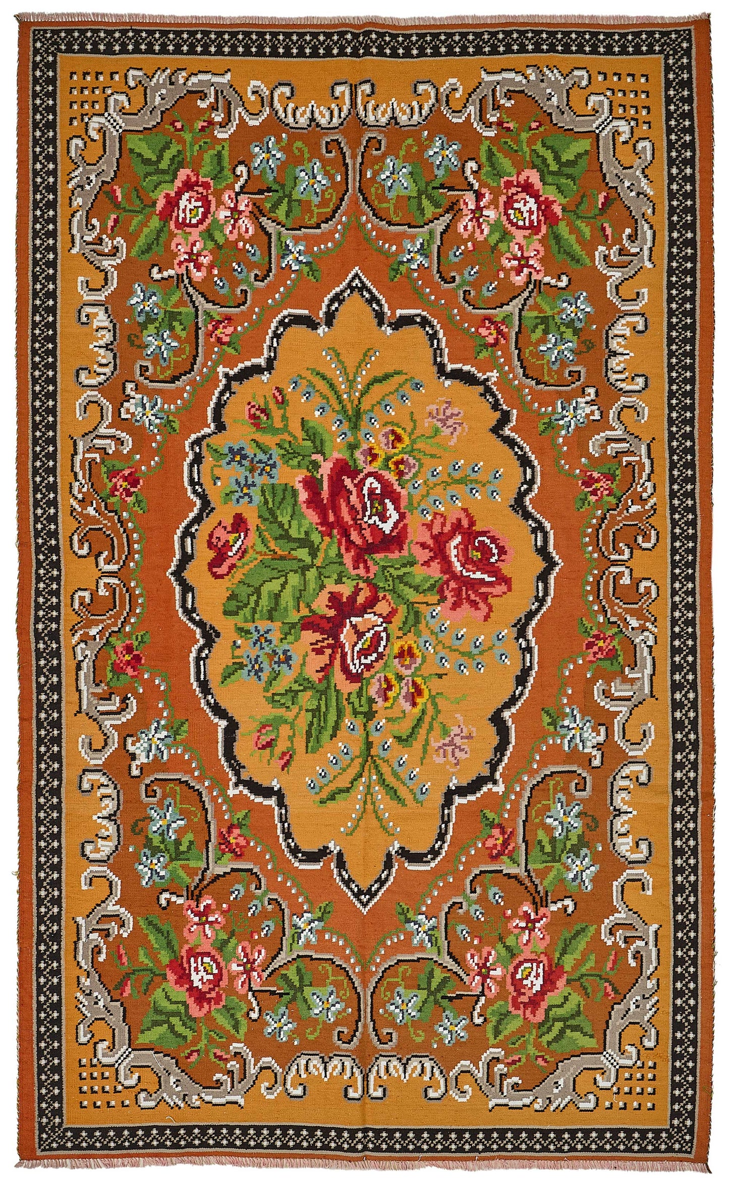 6x10 Orange Vintage Moldovan Kilim Rug - 51317