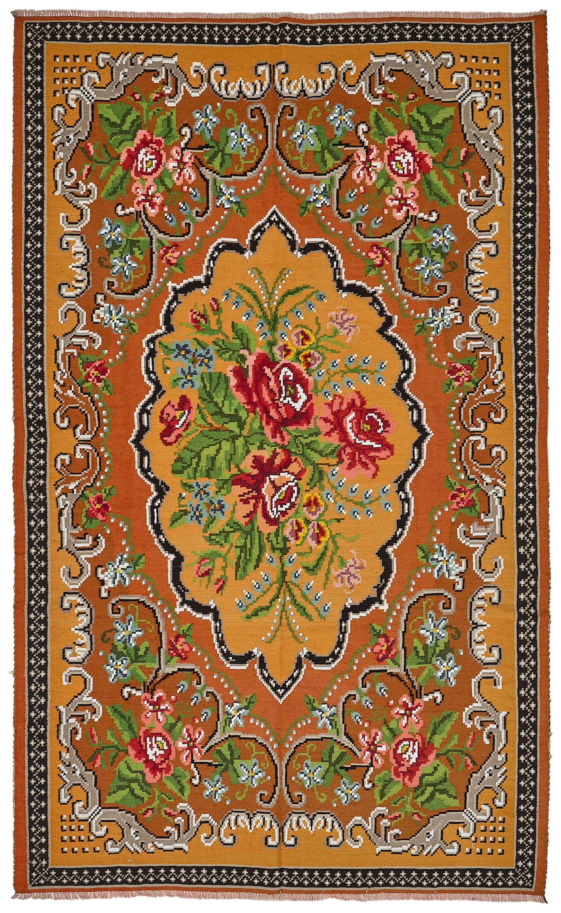 6x10 Orange Vintage Moldovan Kilim Rug - 51317