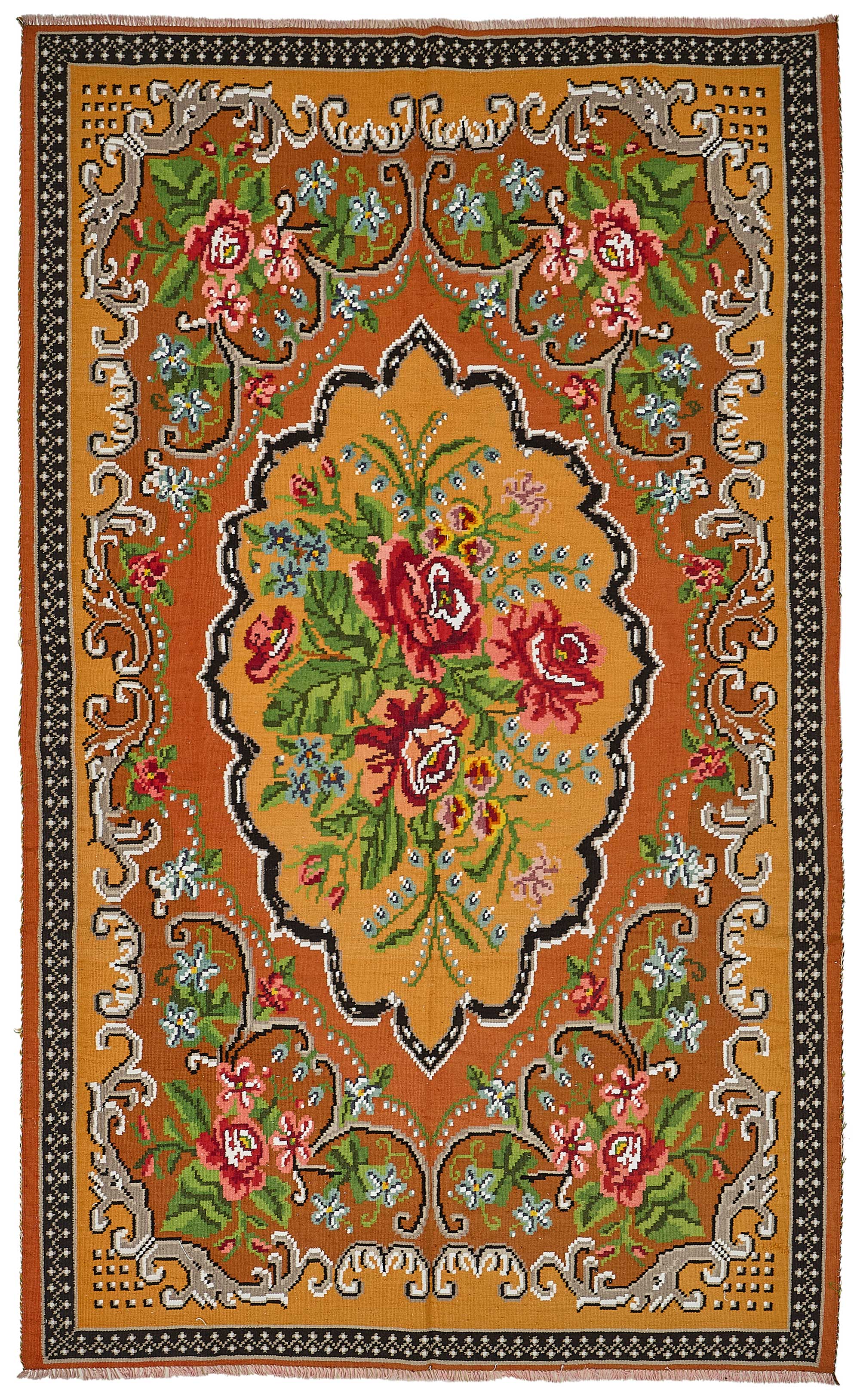 6x10 Orange Vintage Moldovan Kilim Rug - 51317