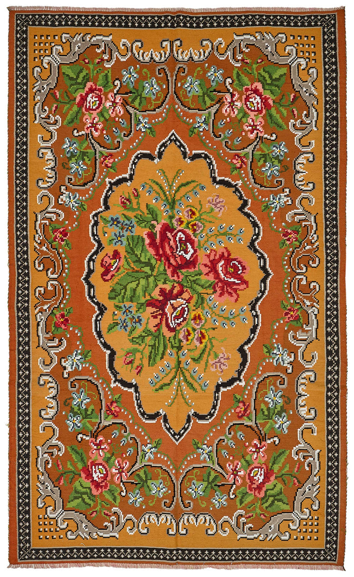 6x10 Orange Vintage Moldovan Kilim Rug - 51317